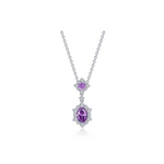 1.02 CTW Oval Halo Amethyst STUDS Necklace