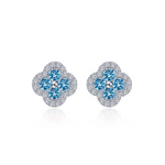 0.8 CTW Blue Topaz Halo Stud Earrings