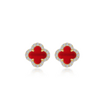 0.4 CTW Red Agate Halo Stud Earrings