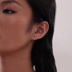 0.4 CTW Red Agate Halo Stud Earrings