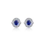 0.52 CTW Sapphire Halo Stud Earrings