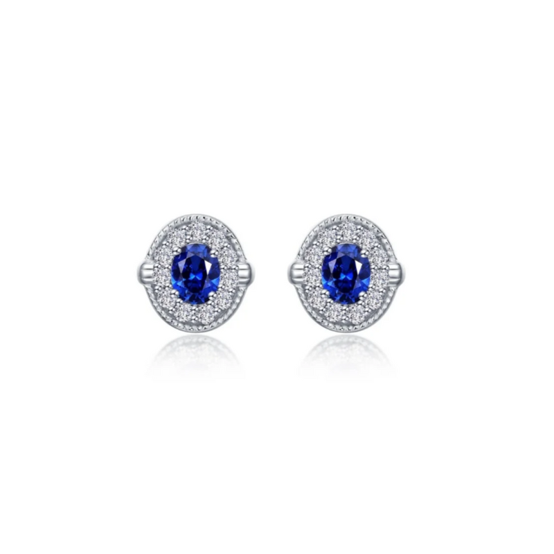 0.52 CTW Sapphire Halo Stud Earrings