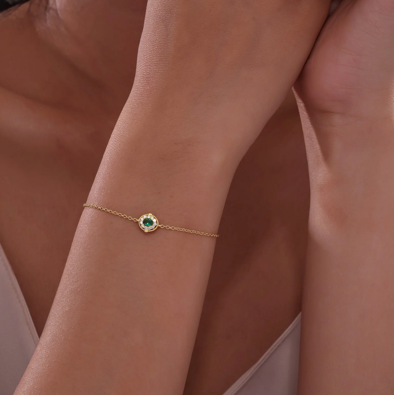 0.51 CTW Emerald Halo Bracelet