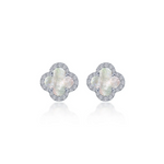 0.4 CTW Mother of Pearl Halo Stud Earrings