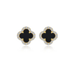 0.4 CTW Black Onyx Halo Stud Earrings