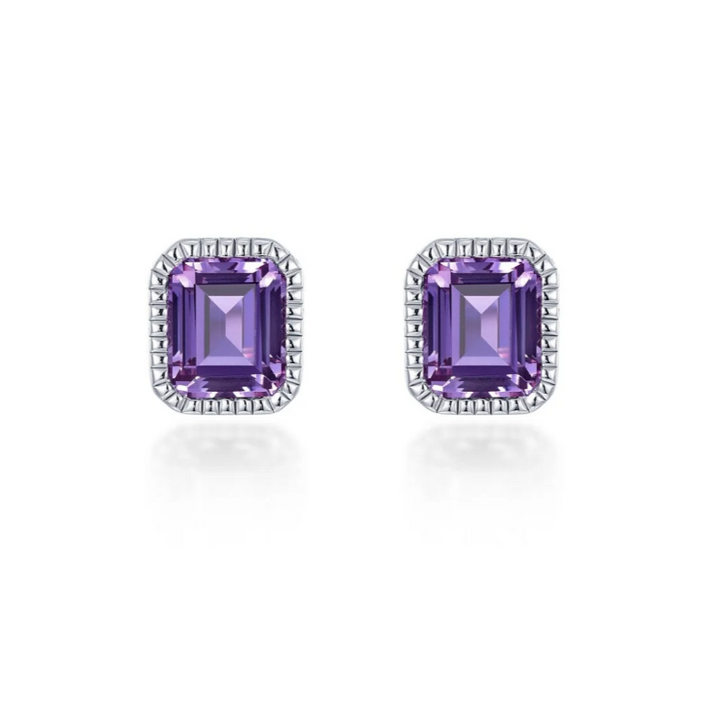 February Birthstone Solitaire Stud Earrings