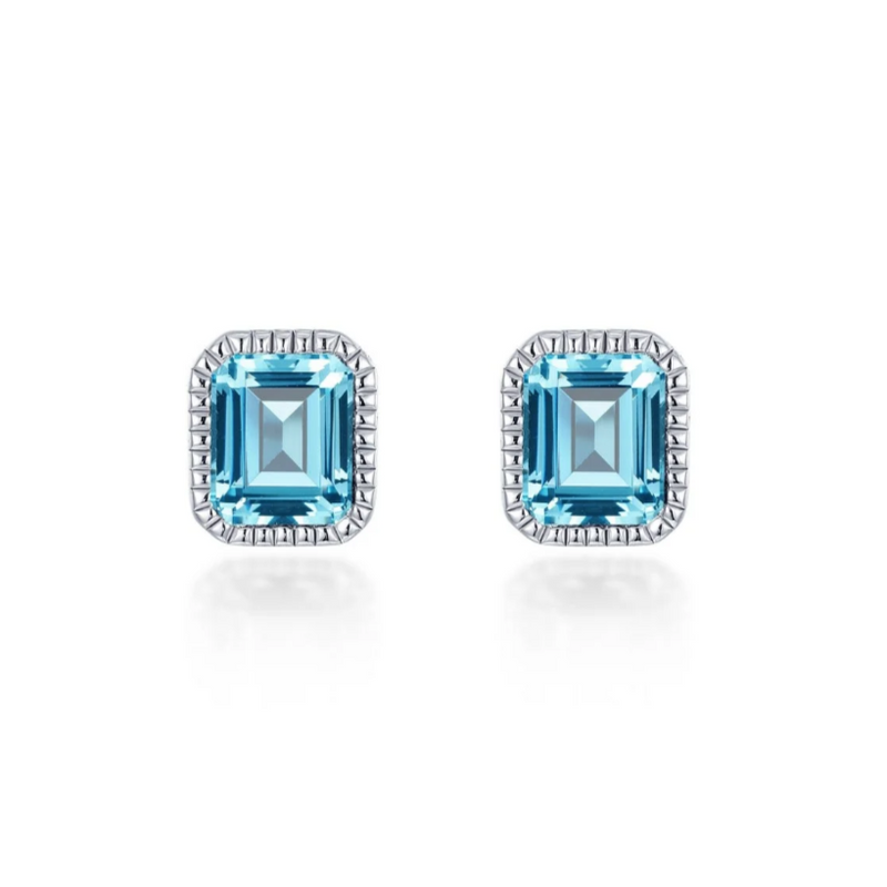 March Birthstone Solitaire Stud Earrings