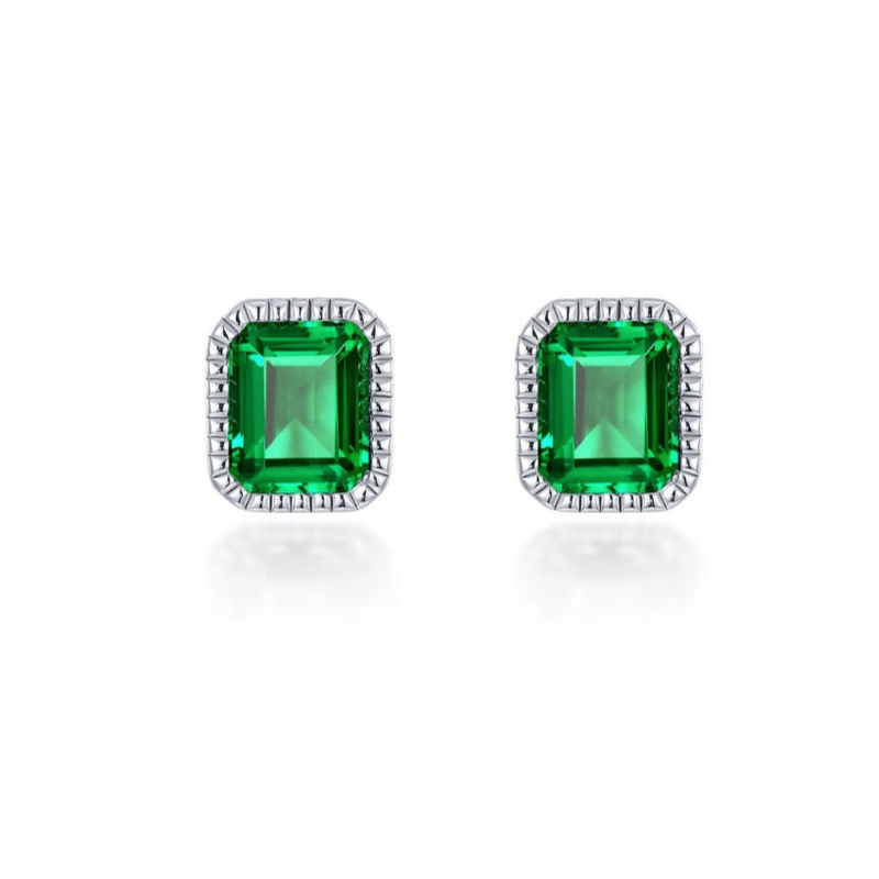 May Birthstone Solitaire Stud Earrings