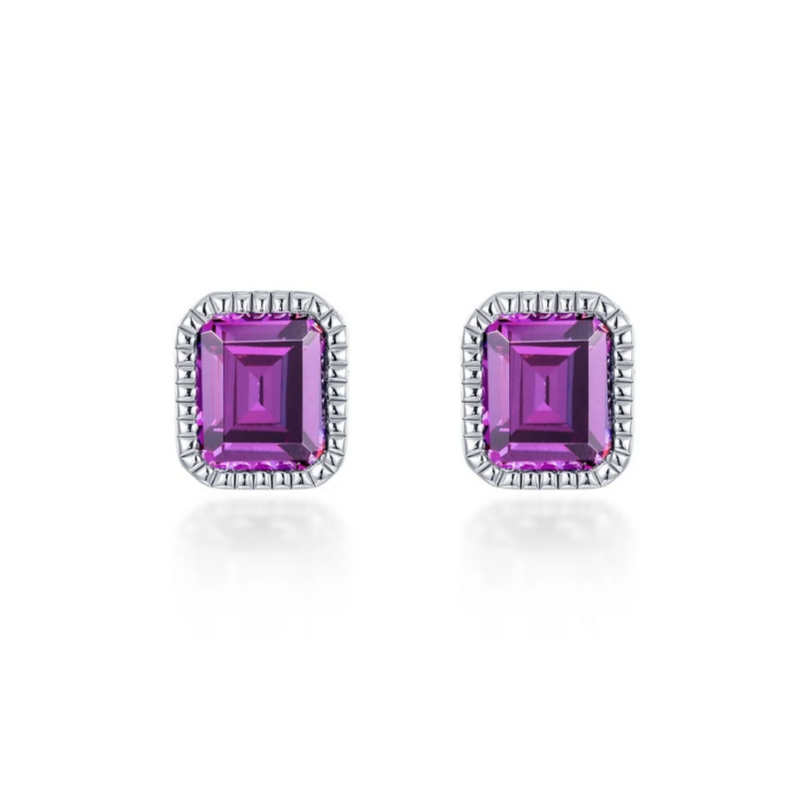 June Birthstone Solitaire Stud Earrings