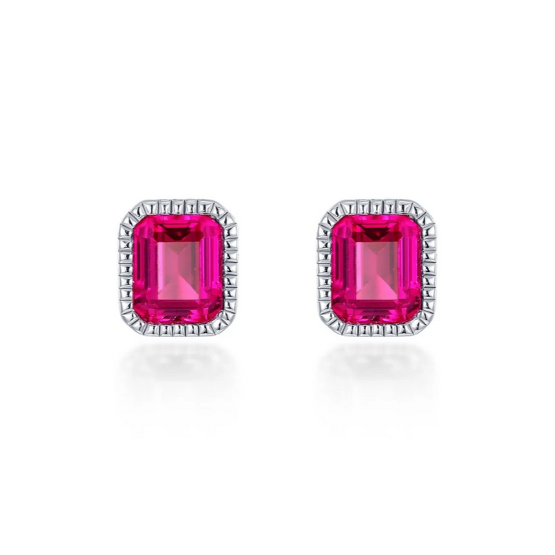 July Birthstone Solitaire Stud Earrings