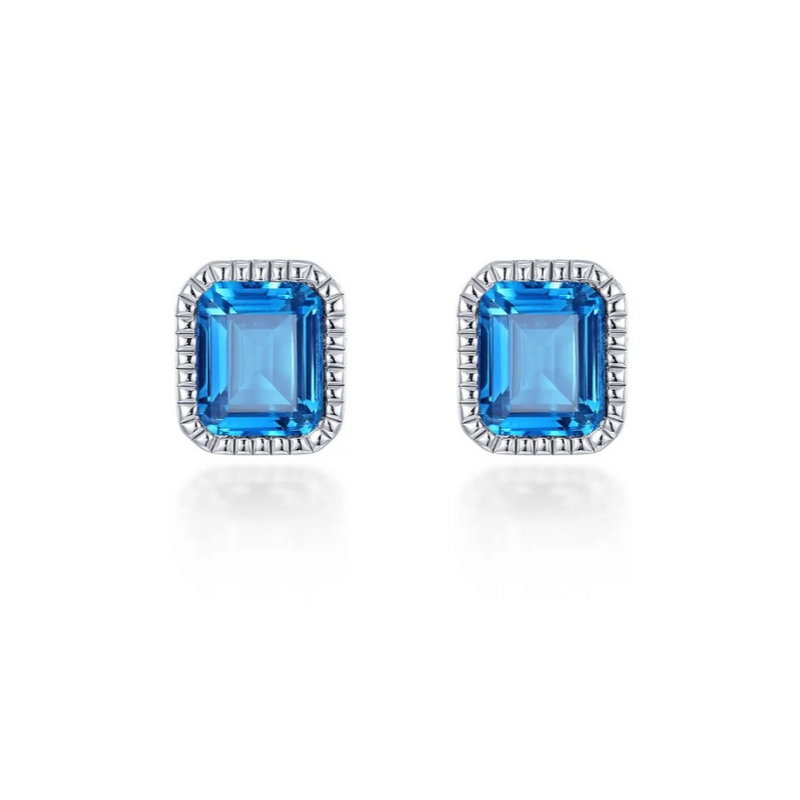 December Birthstone Solitaire Stud Earrings