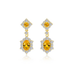 2.7 CTW Citrine Oval Halo STUDS Earrings