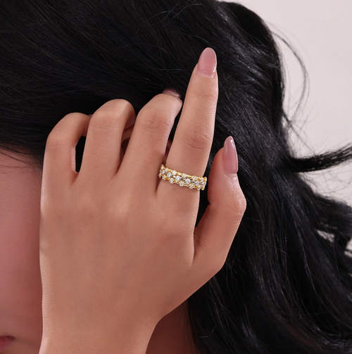 3-Piece Bezel-Set Gold Eternity Ring