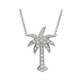 Ocean SS White SW Crystal Palm Tree Necklace