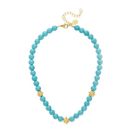 Genuine Turquoise with Handcast Gold Bentley Beads Necklace