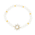 Gold Vermeil White Agate Sun Stretchy Bracelet