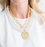 Multi-Strand Pearls with Gold Bee Necklace