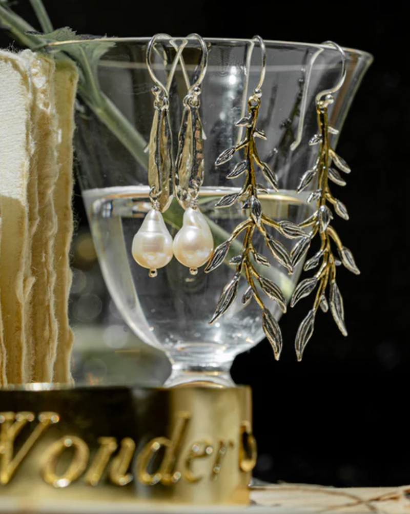 Ode To A Pearl Single Drop Earrings 1.95in