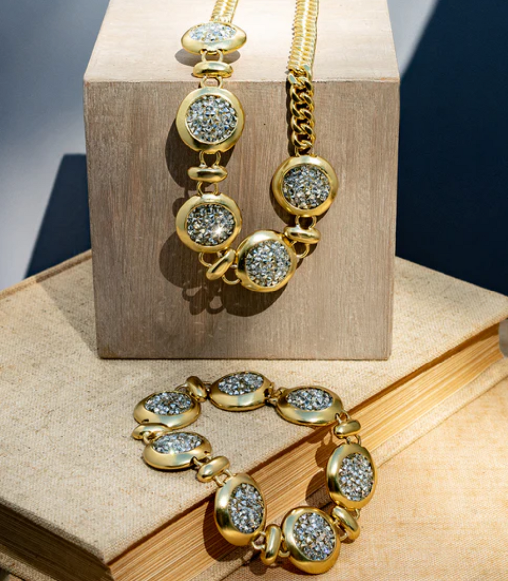Kristal Multi Dome Cascade Necklace 15in + 2in ext.