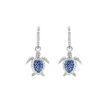 Sterling Silver Sapphire Blue Turtle Earrings