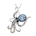 Sterling Silver Blue/White Crystal Octopus Necklace