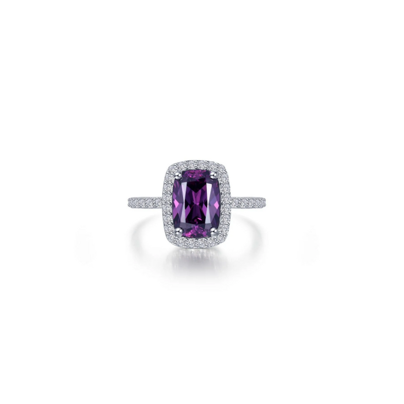 3.85 CTW Halo Cushion-Cut Amethyst Engagement Ring