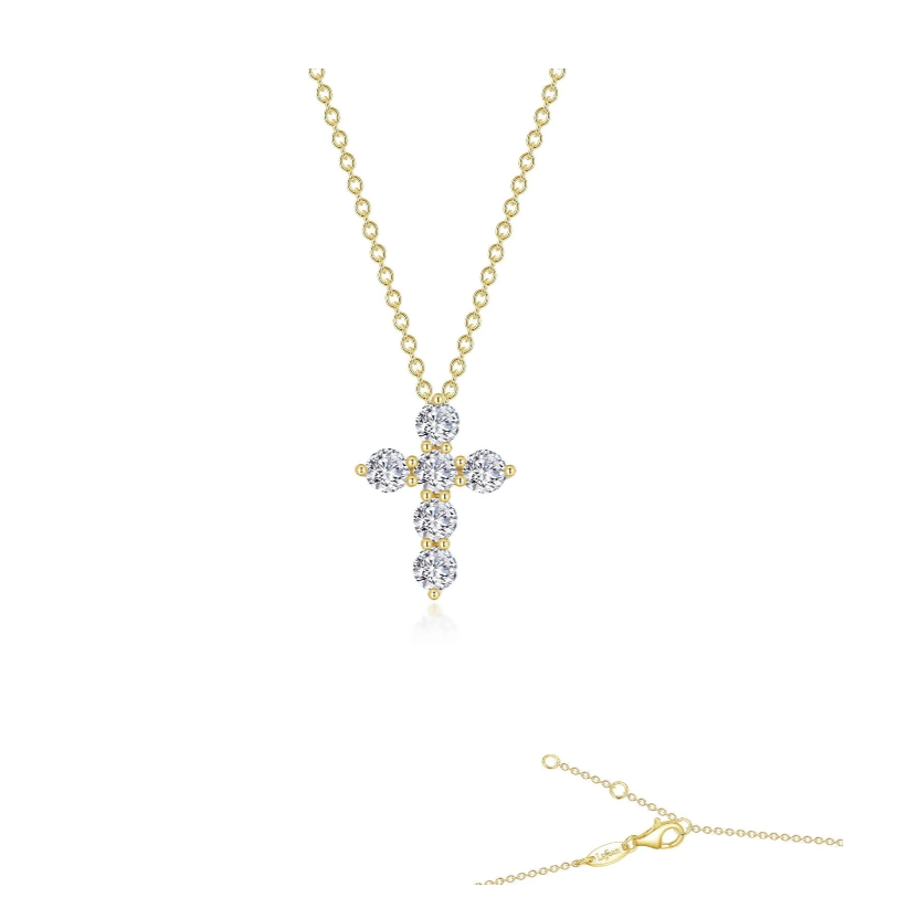 1.02 CTW Gold Cross Pendant Necklace