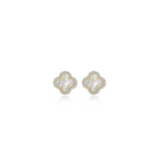 0.4 CTW Mother of Pearl Halo Stud Earrings