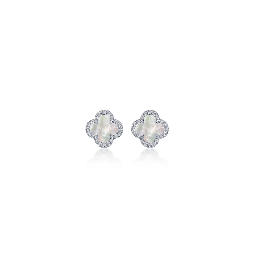 0.4 CTW Mother of Pearl Halo Stud Earrings