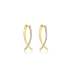 Gold Crossover Oval Hoop Earrings