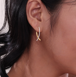 Gold Crossover Oval Hoop Earrings