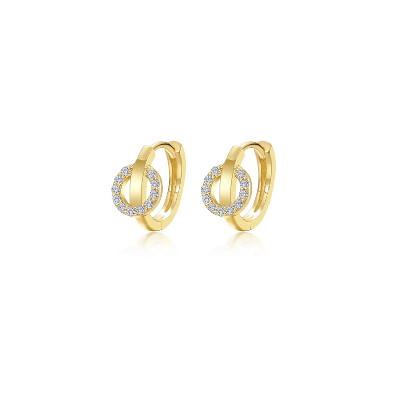 Gold Interlocking Hoop Huggie Earrings