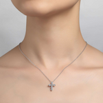 1.02 CTW Silver Cross Pendant Necklace