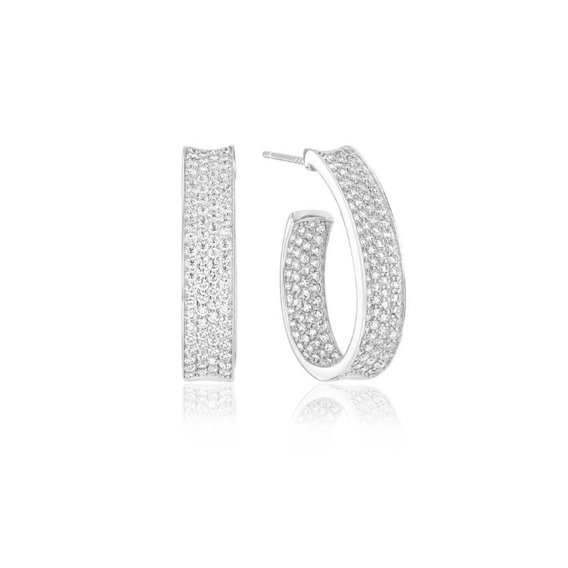 Silver CZ Felline Concavo Earrings