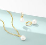 Gold Pearl CZ Padua Uno Earrings