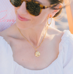 Gold Sand Dollar On Paperclip Chain Necklace