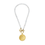 Princess Diana Coin on Front Toggle Pearl Necklace