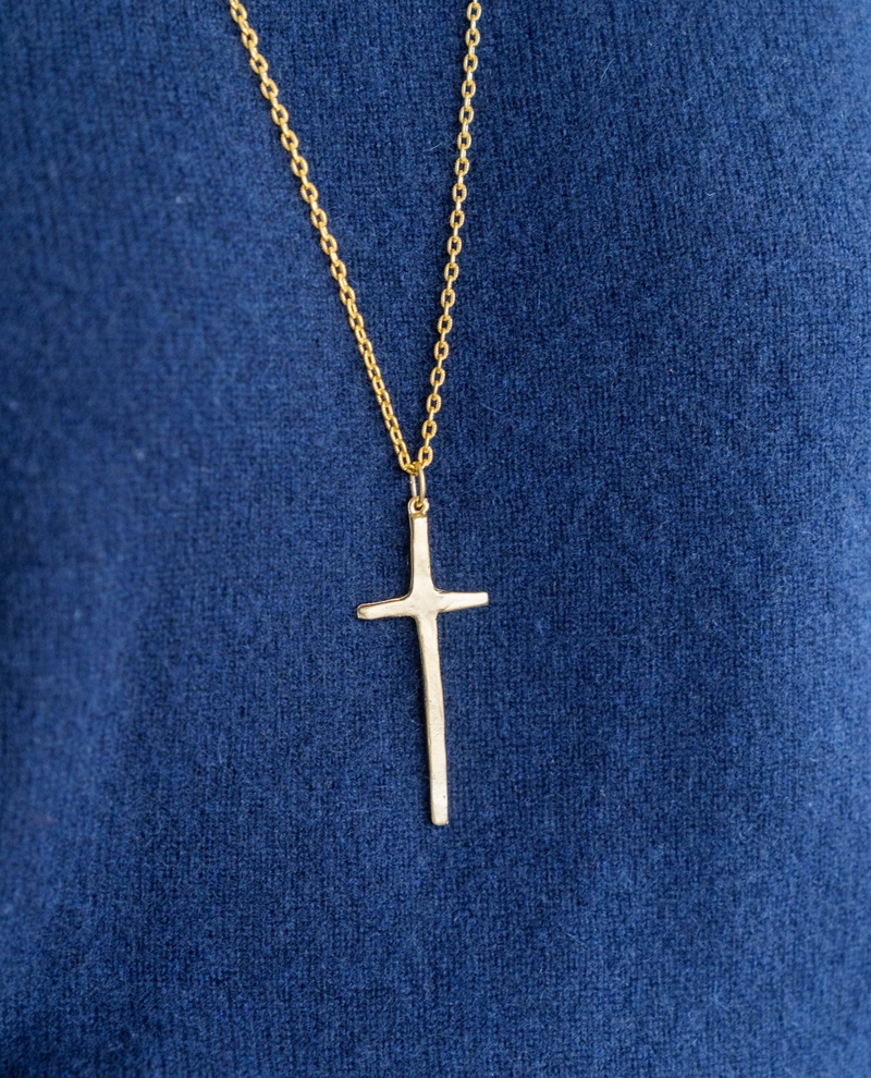 Elongated Long Cross Necklace