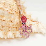 Sterling Silver Pink Crystal Octopus Necklace