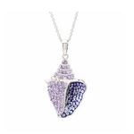 Sterling Silver Purple Crystals Shell Necklace