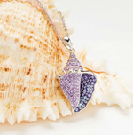 Sterling Silver Purple Crystals Shell Necklace