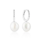 Silver Pearl CZ Padua Uno Earrings