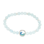 Sterling Silver Wave Aqua Stretchy Bracelet