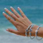 Sterling Silver Wave Aqua Stretchy Bracelet