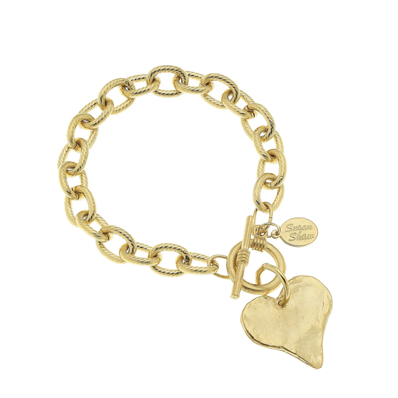 Gold Susan Shaw Heart Toggle Bracelet