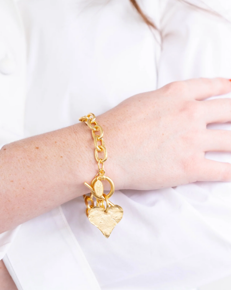 Gold Susan Shaw Heart Toggle Bracelet