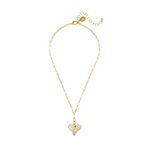 Gold 16" Paperclip Chain with Heart Necklace