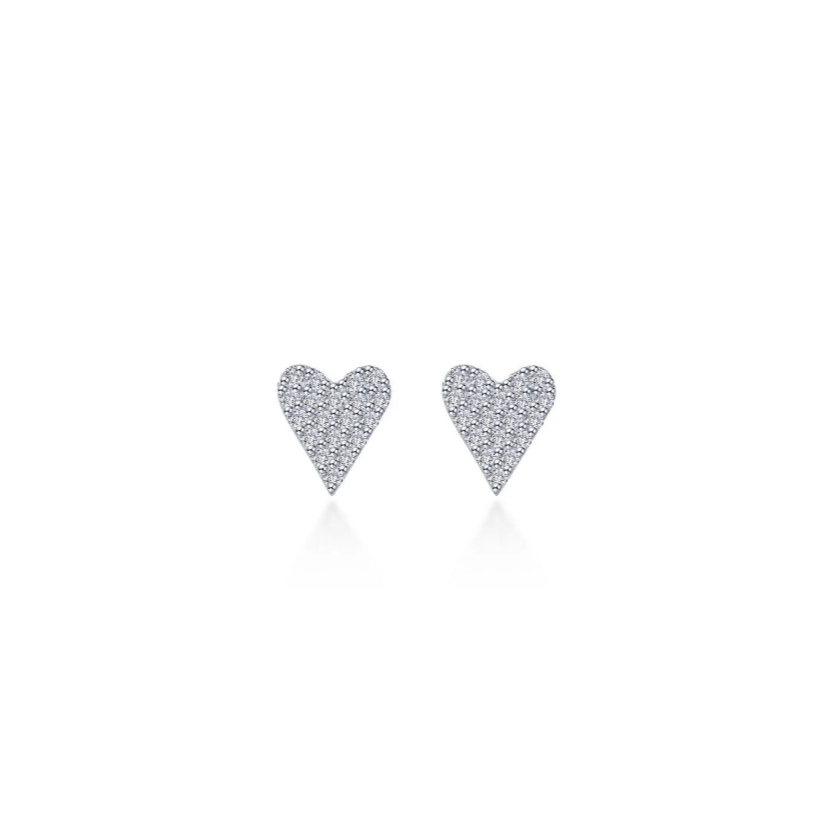 Pave Heart Stud Earrings