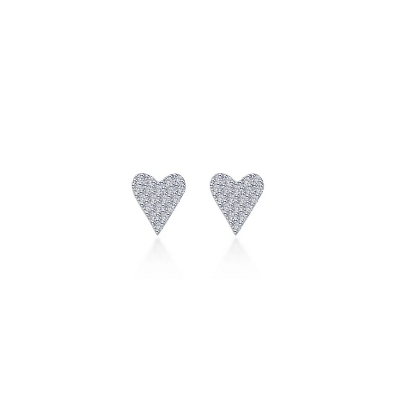 Pave Heart Stud Earrings