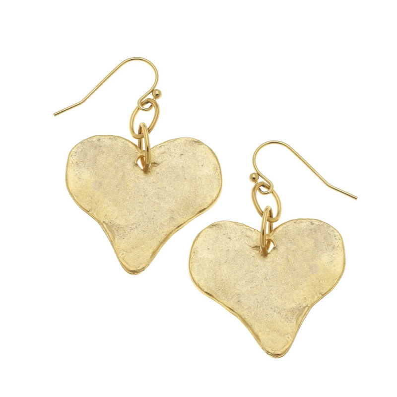 Handcast Gold Medium Heart Earring